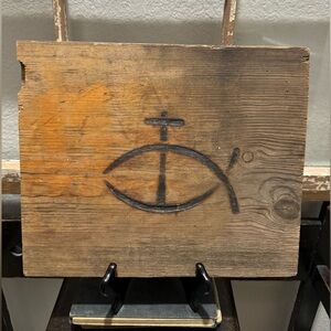 Rustic vintage double sided Christian fish wood cutting board